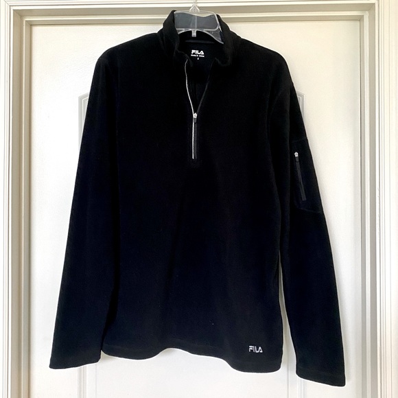 Fila Jackets & Blazers - FILA - Black Fleece Pullover With Zip Neckline! In perfect condition! 🖤🤍